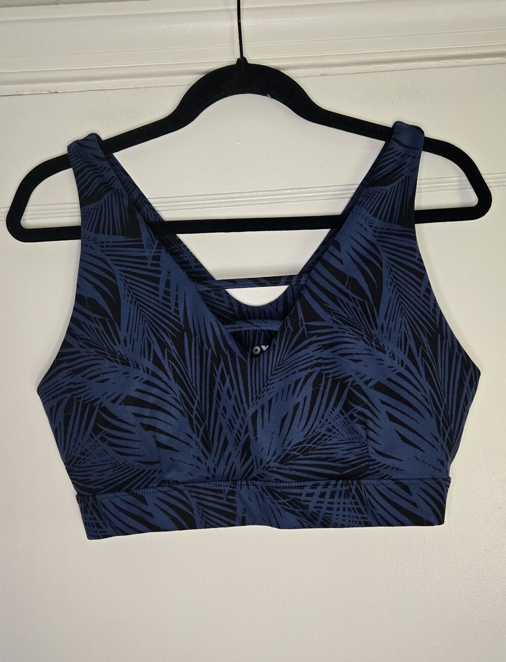 JoyLab Navy Blue & Black Palm Print Sports Bra Women's X-Large